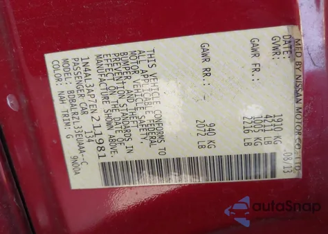 2014 Nissan Altima 2.5 S from USA, damaged, VIN 1N4AL3AP7EN211981